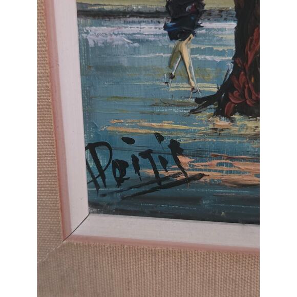 Peitit Signed Palette Knife Oil Painting Paris Street Scene 18.5x10.75 Vintage - Picture 9 of 10